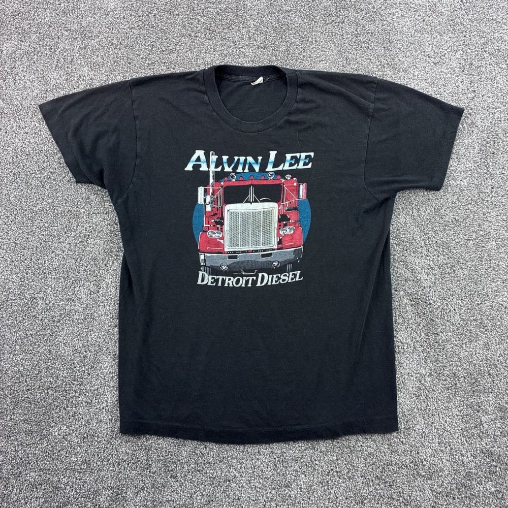 Vintage Alvin Lee Shirt Mens Large Black Detroit Diesel Tour 1987 Rock‎ Music